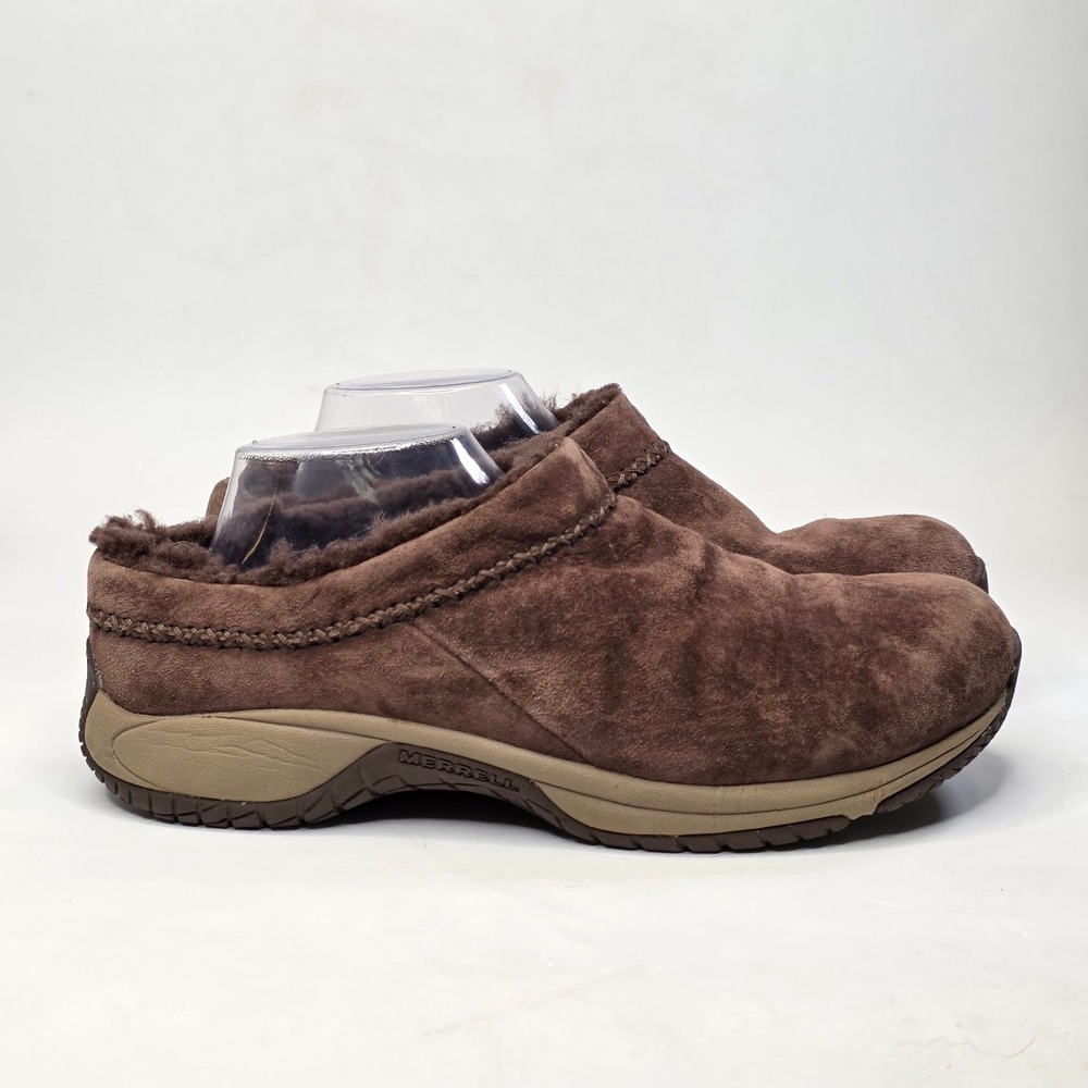 Merrell Encore Ice 4 Clogs Women's Size 11 Chocolate Suede Shearling Lined Shoes